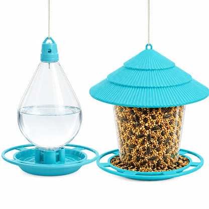 Bird Feeder & Hanging Drinker Combo Set (2-in-1)
