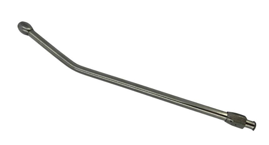 Metal rod with curved end on a white background
