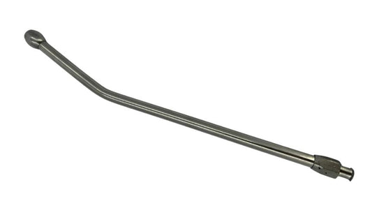 Metal rod with curved end on a white background