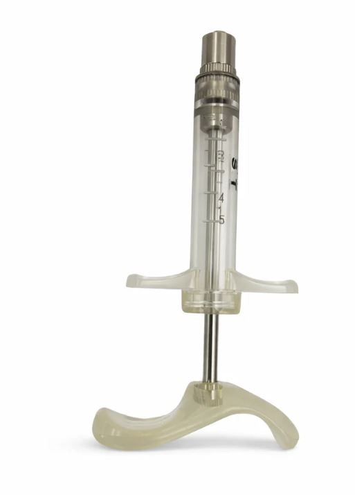 Medical syringe with a white background